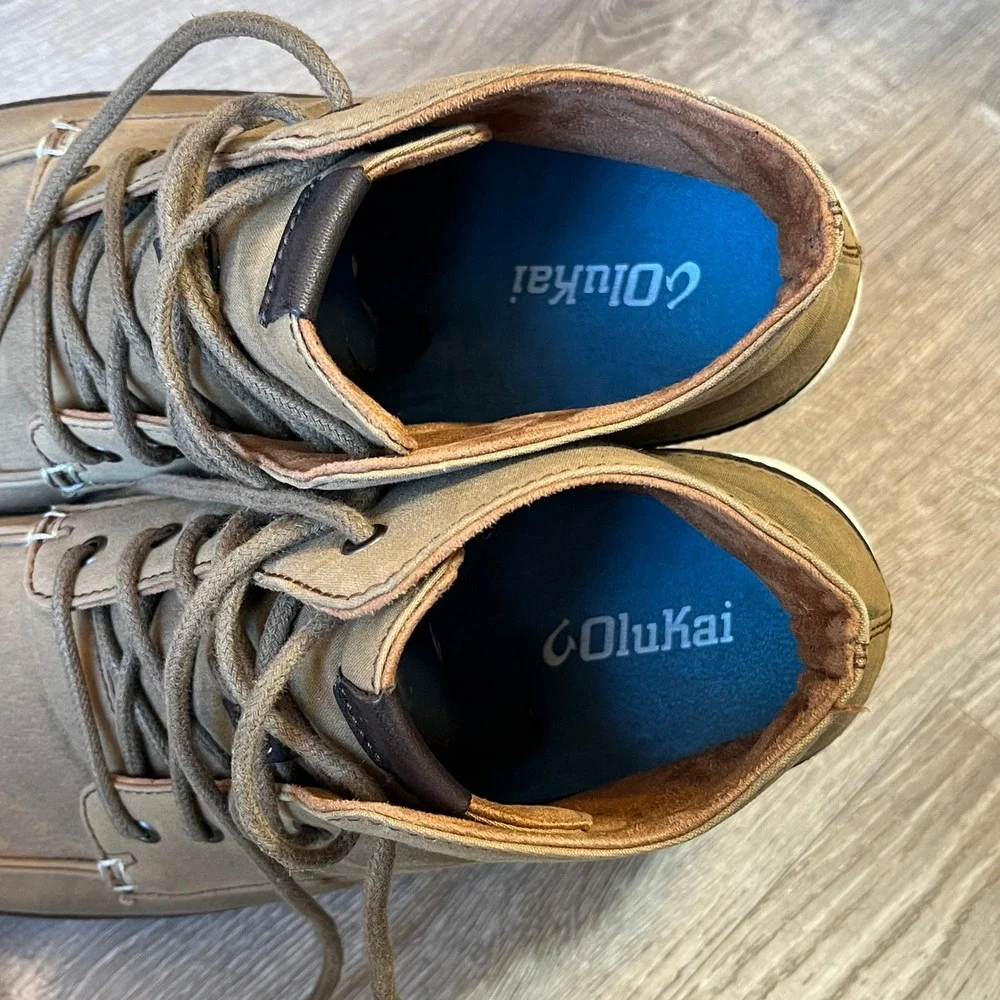 OluKai Nalukai Kapa Boot Mens 10 Fox Bone Textile Chukka Mid Shoes 10377-1319